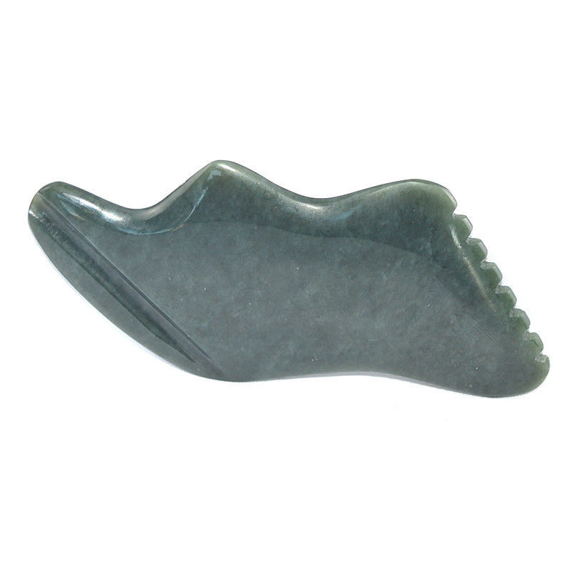 Dunkelgrün Blitzform Naturnephrit Hetisch Jade Gua Sha Massagetool für benutzerdefiniertes Logo Selbst Hautpflege Spa