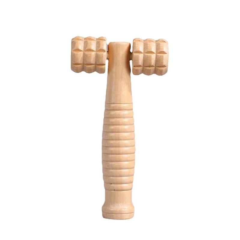 Personalisiertes Logo erhältlichd Braunholz Doppelroller Massage-Stick für Selbst-Gesundheit und manuelle Guasha Körperbehandlung