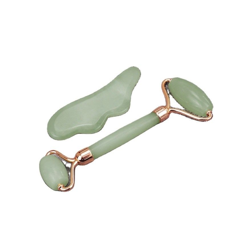 Xiuyan Jade Massage Werkzeuge 100% natürliche doppelseitige Jade Stein Gesichtsrolle für die Stimulation des Blutflusses und die Linderung von Stress