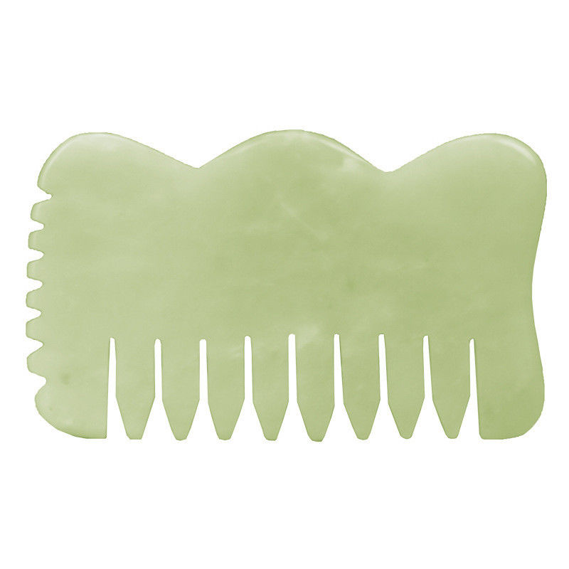 Natürlicher Xiuyan Jade Gua Sha Akupunkturmassage Haarkamm für Kopfentspannung Guasha Kamm