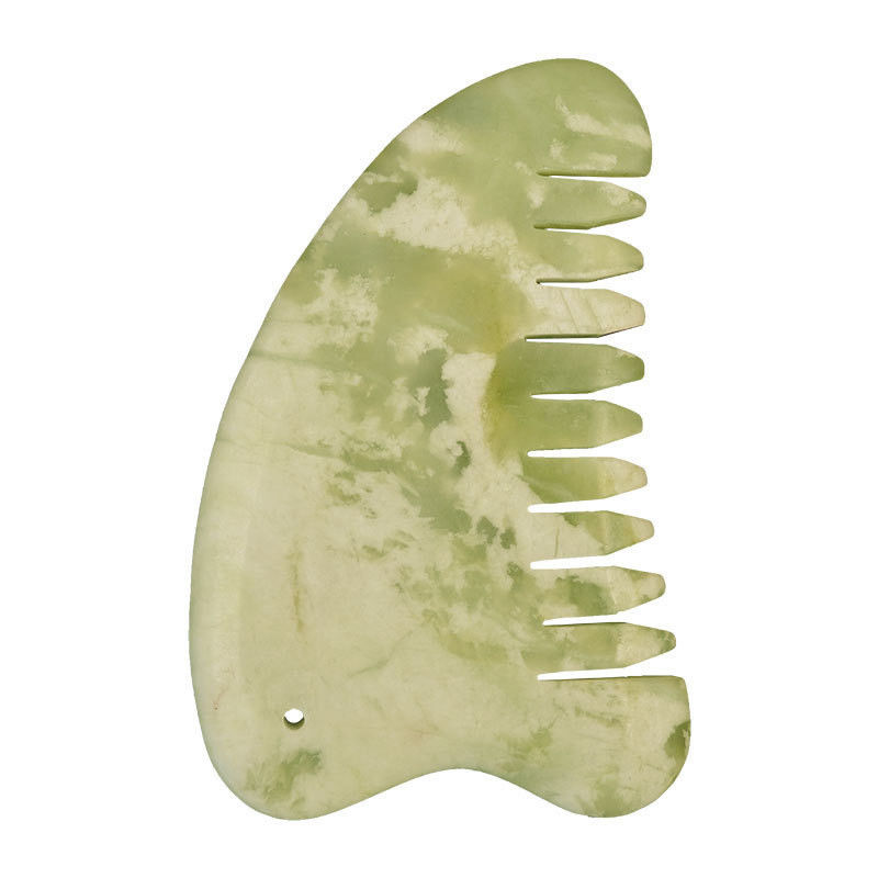 Kopfmassage Ausrüstung Natürliche Xiuyan Jade Gua Sha Akupunktur Massage Haar Kamm Kopfhaut Massager Muskelmassage Funktion