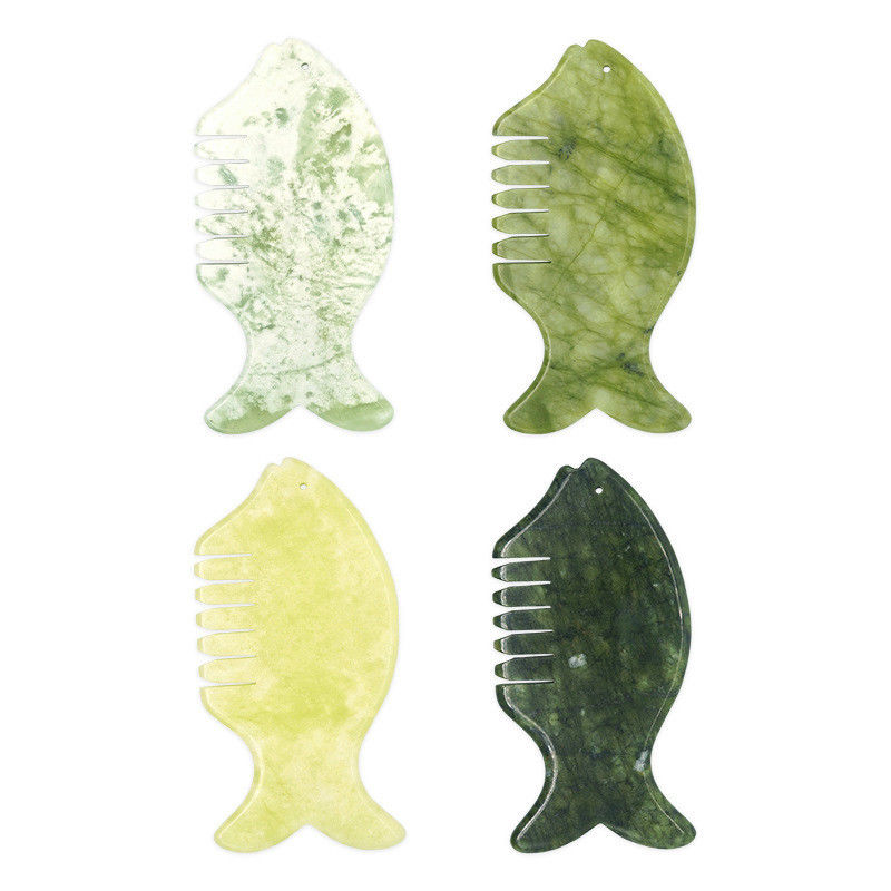 Kopfmassage-Ausrüstung 2024 Produkt Xiuyan Jade Comb Guasha Jade Stone Scraping Massage Board in Grün und Gelb