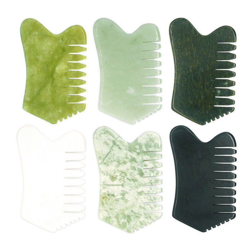 Kopfhaar Kopfhaut Massagegeräte mit Akupunktur Kopftherapie Triggerpunkt Behandlung Jade Stein Gua Sha Kamm Massagegeräte