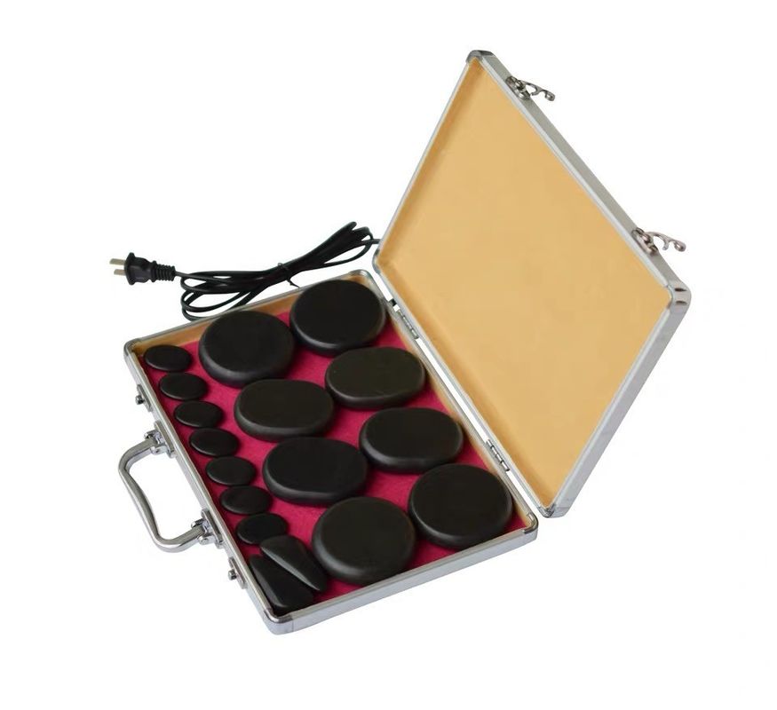 Schwarze Energie Stein Set Box Automatische Thermostatik Heißkompresse Massage Spa Vulkanische Heizung Relax Guasha Werkzeuge 16/18/20/22/28 Stück