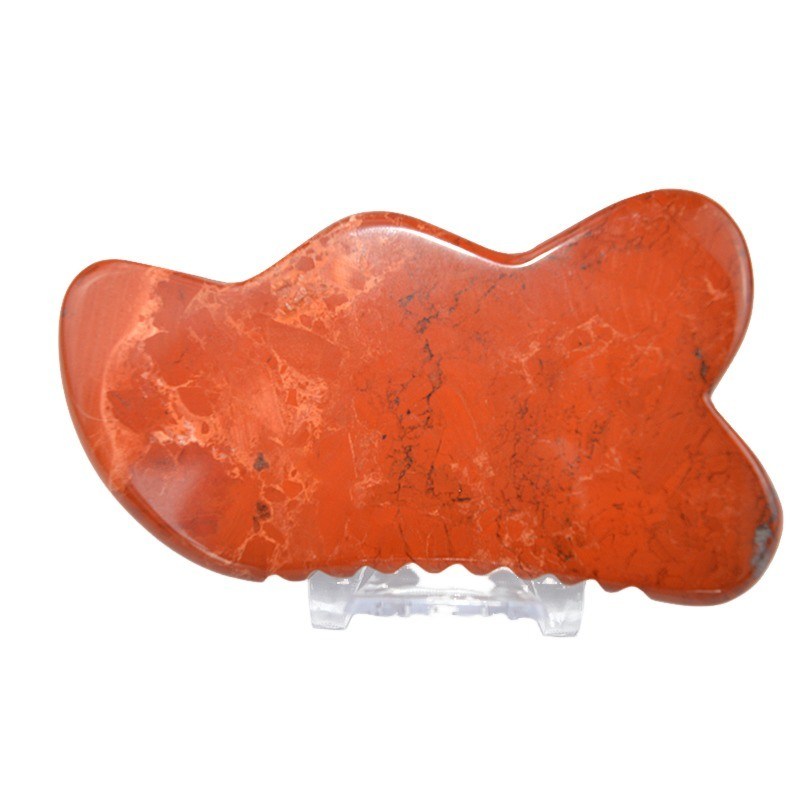 Personalisiertes Logo erhältlichd 2024 Rot Jaspisstein Gua Sha Schrauben Massagebrett für Anti-Aging und Muskelentspannung Vorteile