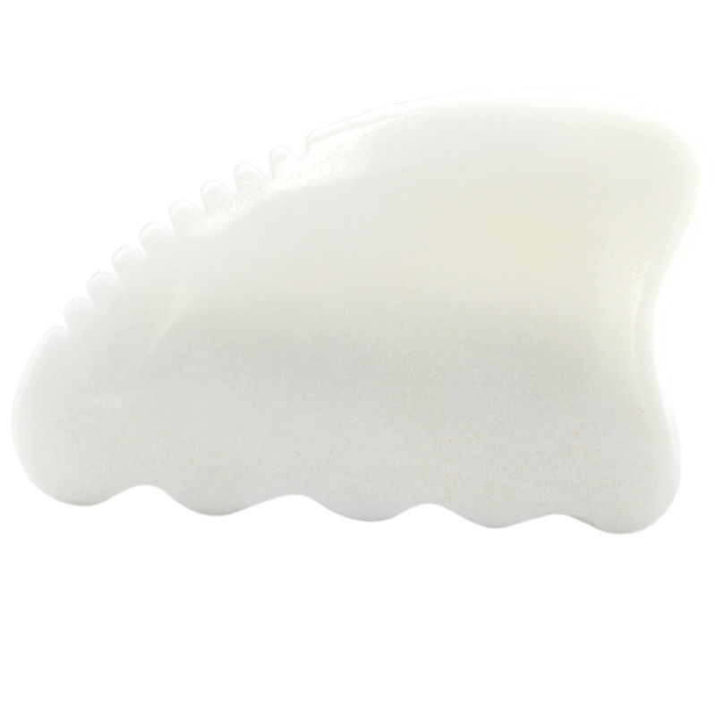 Personalisiertes Logo erhältlichd Weißer Jade Gua Sha Stein Gesichtsmassager für Anti-Aging Behandlung