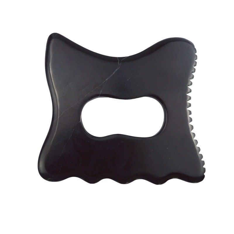 Custom Logo Availabled Schwarzer Bian Stein Gua Sha Massagetool Mit Handgriff Körpermassage Ausrüstung Guasha Stein Selbst Hautpflege
