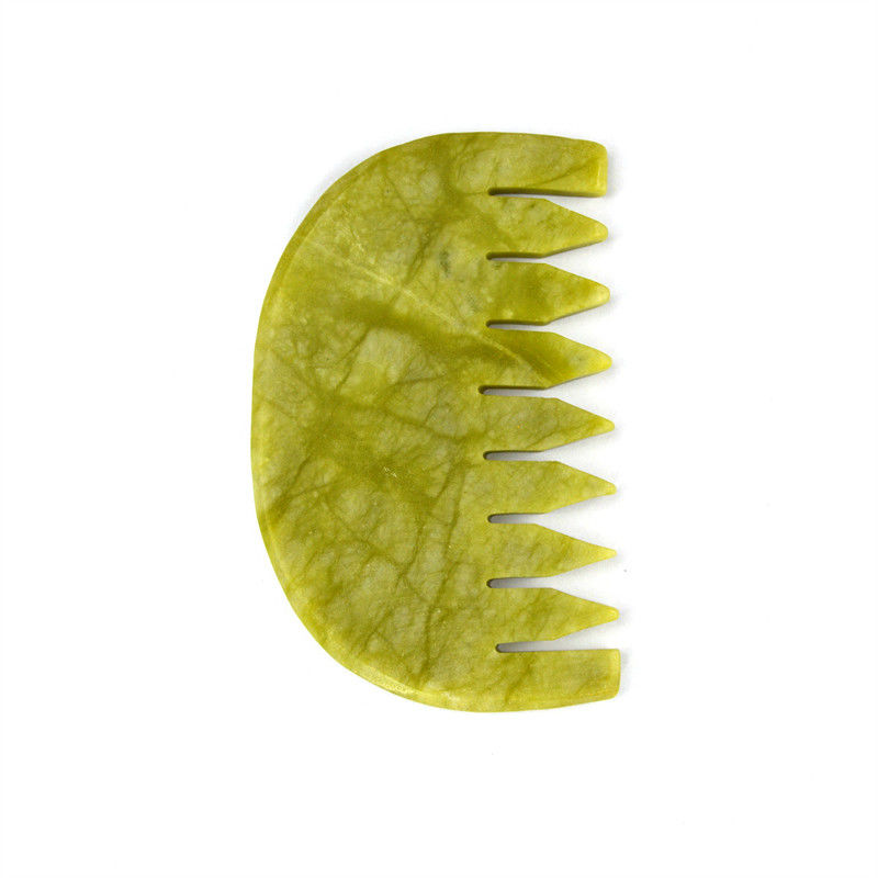 Logo angepasstes Logo erhältlich reine natürliche Xiuyan Jade Stein Kamm Kopf Kopfhaut Guasha Massagetool Low MOQ Gua Sha Kamm