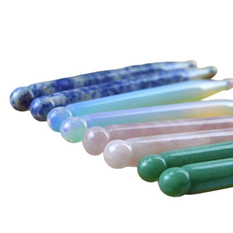 Massagegeräte Farbenfrohe natürliche Kristall Guasha Massage Stift Akupunktur Therapie Werkzeug für Körpergesundheitspflege Therapie Gua Sha Massage Stick