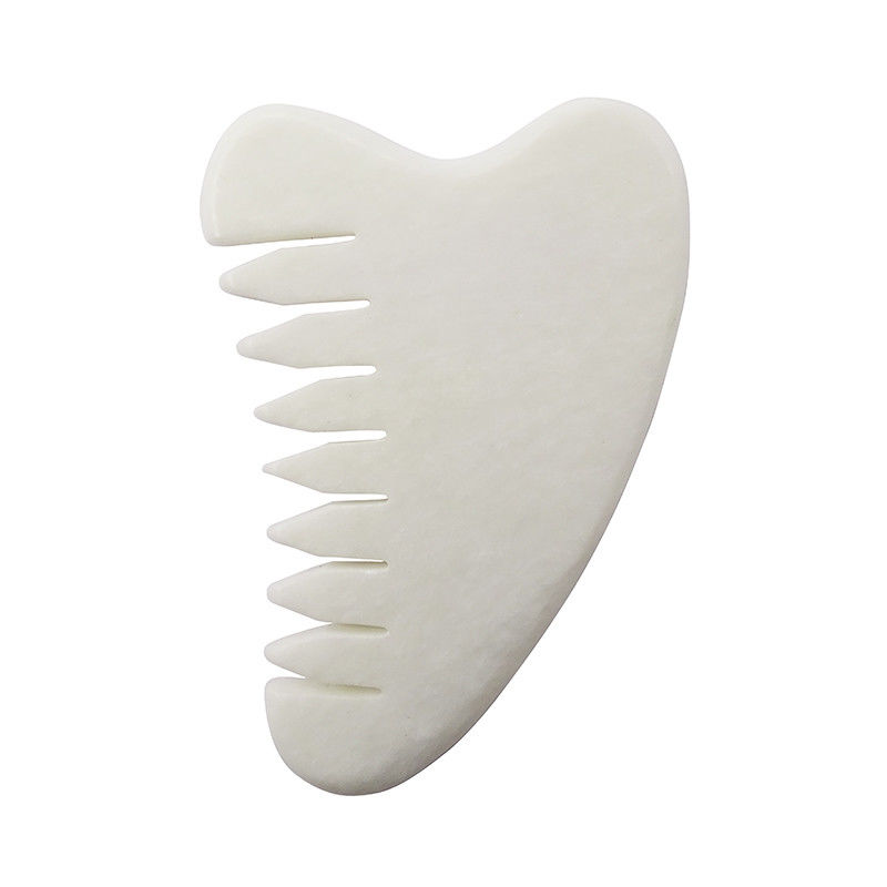 Ganzkörpermassage Bereich Natürliches Weißes Xiuyan Jade Haar Kamm Gua Sha Werkzeuge Jade Kopfhautmassager zur Linderung der Kopfhaut Spannung