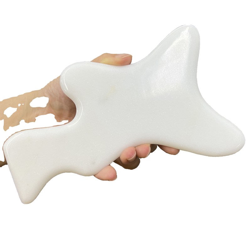 Körperskulptur Werkzeuge Großes weißes Jade Schaben Massagetools für Lymphdrainage und Gua sha Therapie