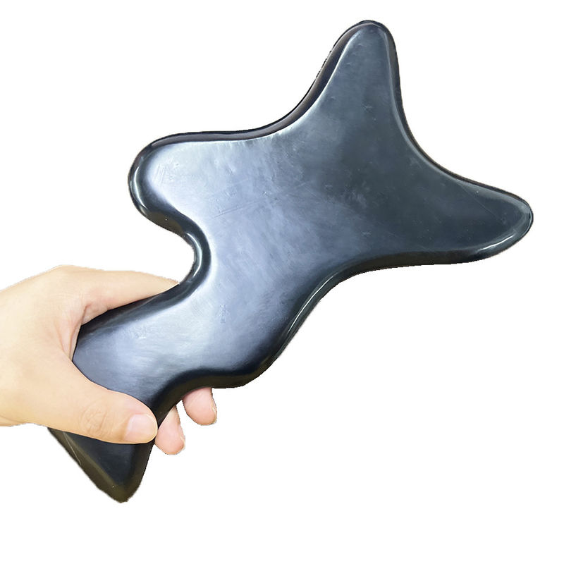 Körperpflege Produkte Gua Sha Board Logo Unterstützung kundenspezifisches Custom Logo Polygonal Schwarzer Bianstone Jade Massagetool