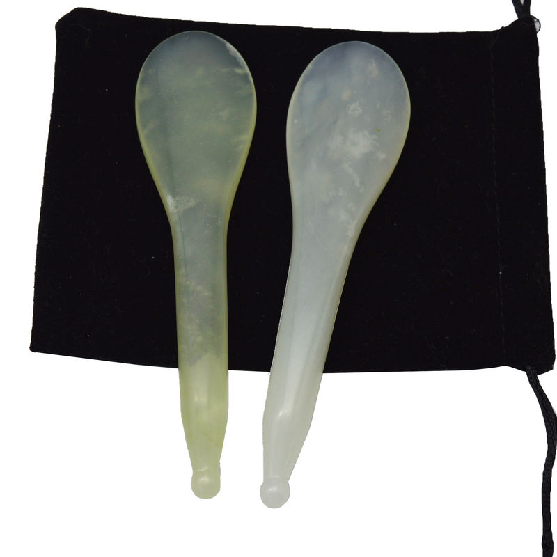Gelber Löffelförmiger Akupunkturpunkt-Massage-Stift Xiuyan Jade Stick Augenmassage-Stift mit und akzeptablen OEM/ODM-Service