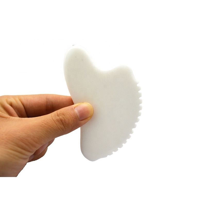 OEM Privatmarke Weiß Jade Gua Sha Handgefertigter Heilstein Gua Sha Schaben Gesichtsmassage Werkzeuge zur Verringerung von Schwellungen