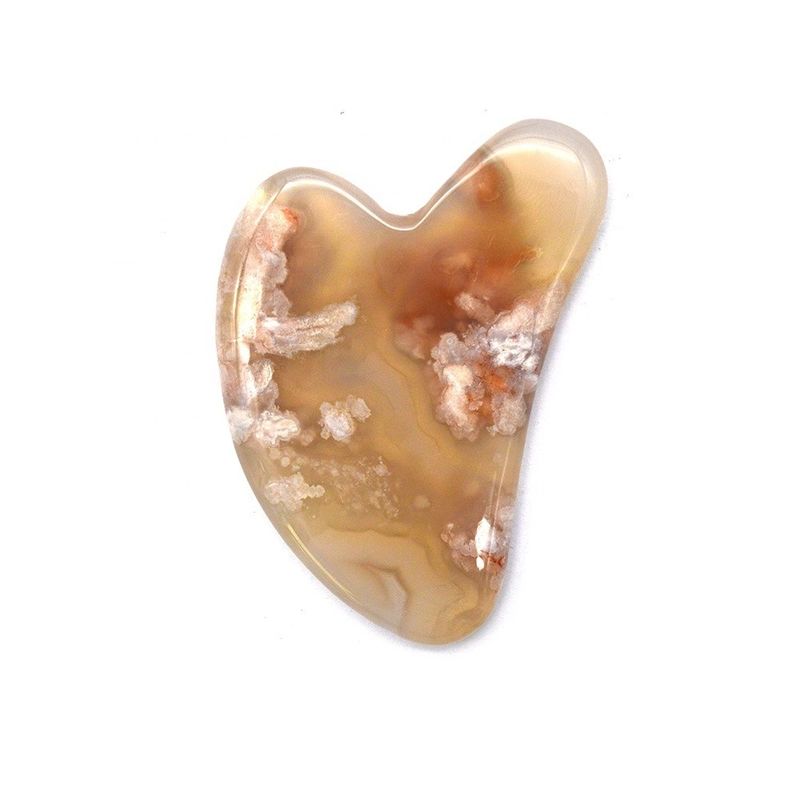 Körpermassager Natürliche Herzform Kirschblüte Agat Gua Sha Board Care Guasha Massagetool mit benutzerdefiniertem Logo
