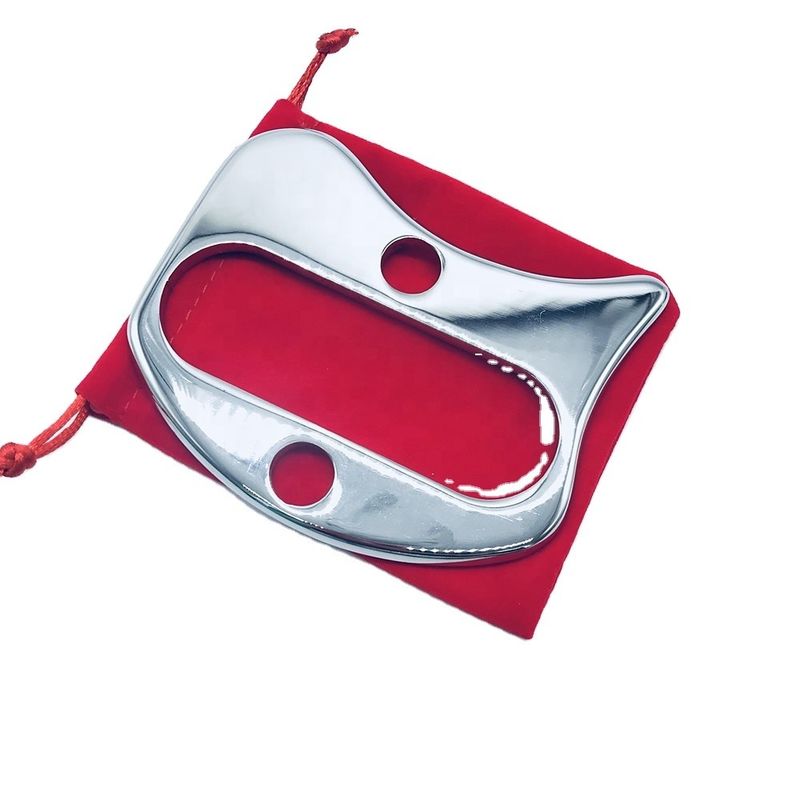 Lebensmittelqualität Edelstahl Gua Sha Brett in Form von Guasha Schrauben Massagetool für Gesichtsmassage