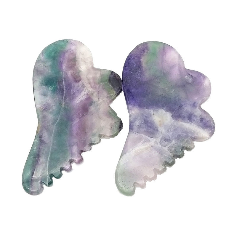 Natürliches Regenbogenfluorit mit farbenfrohen Gua Sha-Scraping-Massagetools 95*55mm