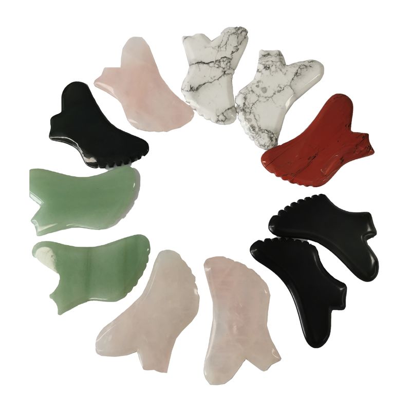 Edelstein angepasst Rose Quarz Rot Jaspis Howlite Guasha Jade Gua Sha Gesichtsmasse mit Timing-Steuerung