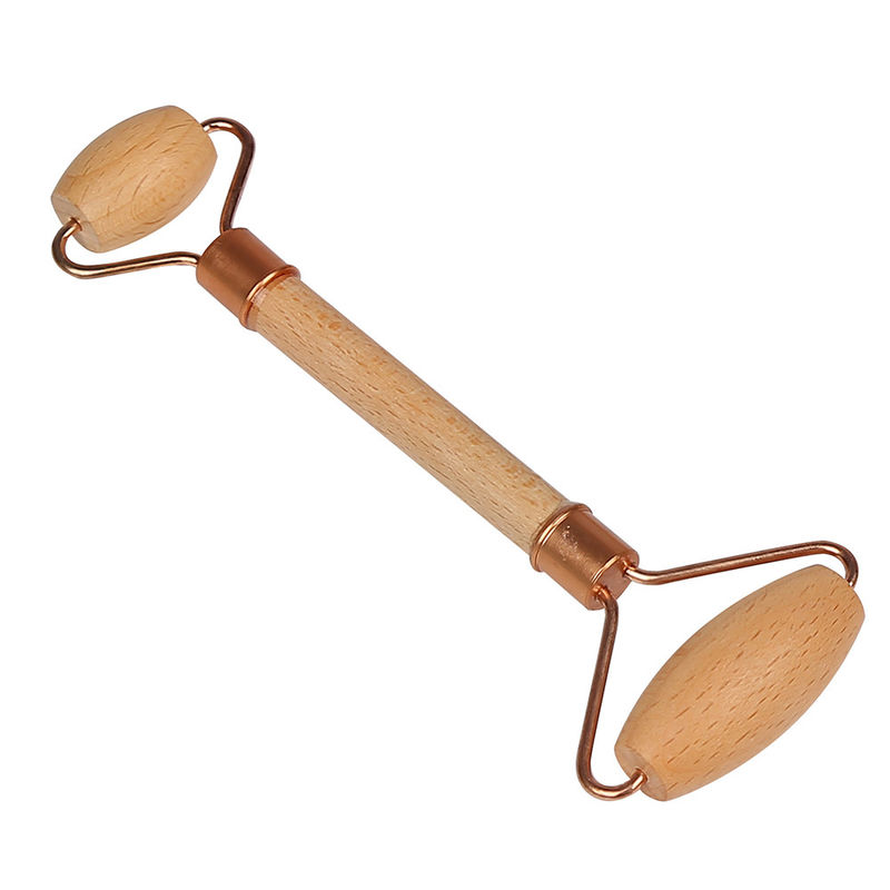 Holzgriffe Doppelroller Guasha Gesichtsmassage mit Gesichtsmassage Natürliche Jade Gua Sha Roller
