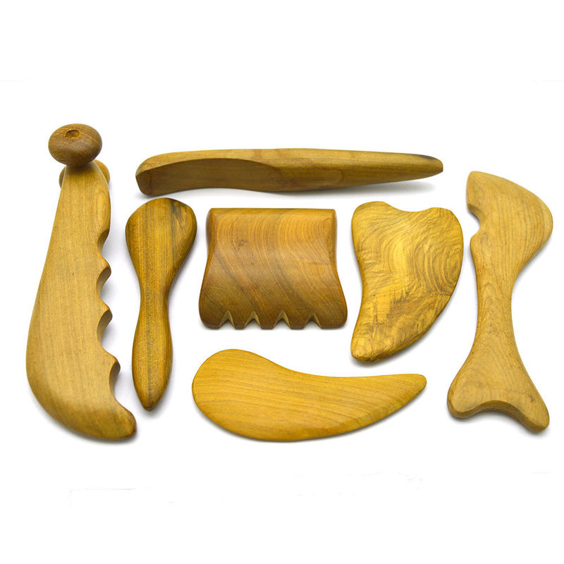 7 Stück-Kit Holz Guasha Boards Nachricht Roller Werkzeuge Schöne Akupunkturstäbchen für Schönheit