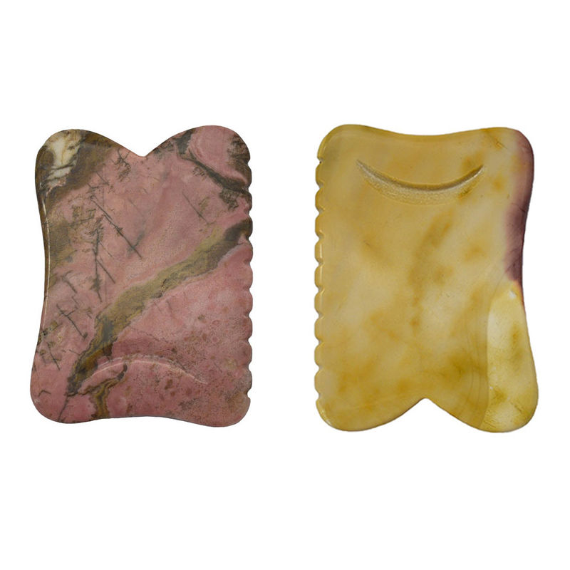 Schwarz 7*5,5*0,5cm Rhodonit oder Mookait Jade Gua sha Brett Guasha Stein Schrauben Guasha Massagegeräte für die Gesichtspflege