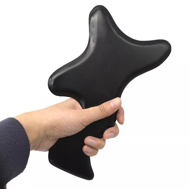 Schwarzer großer Bian Stein Gua Sha Lymphdrainage Massagetool für Hals Rücken Schulter Taille Gesäß Körpertherapie Massagetools