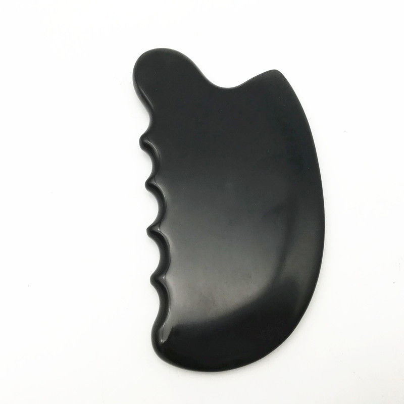 OEM ODM Natürliche Schwarze Therapie Bian Stein Guasha Werkzeuge Schrauben Massage Gua Sha Für Körper 11,5*6*0,8cm