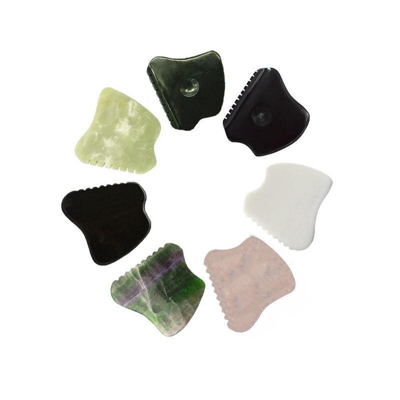 Natürliche Bian-Stein-Gesichts-Guasha-Scraping-Tool-Modus Nr. abk-204 Privatmarke Gua Sha Jade-Therapie Gesichtsmassage-Tools